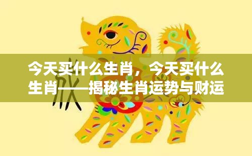 揭秘生肖运势与财运走向，今日购买生肖指南